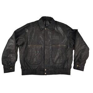 NRA Life Member XXL Burk's Bay Genuine Leather Jacket Mens Front Full Zip Bomber